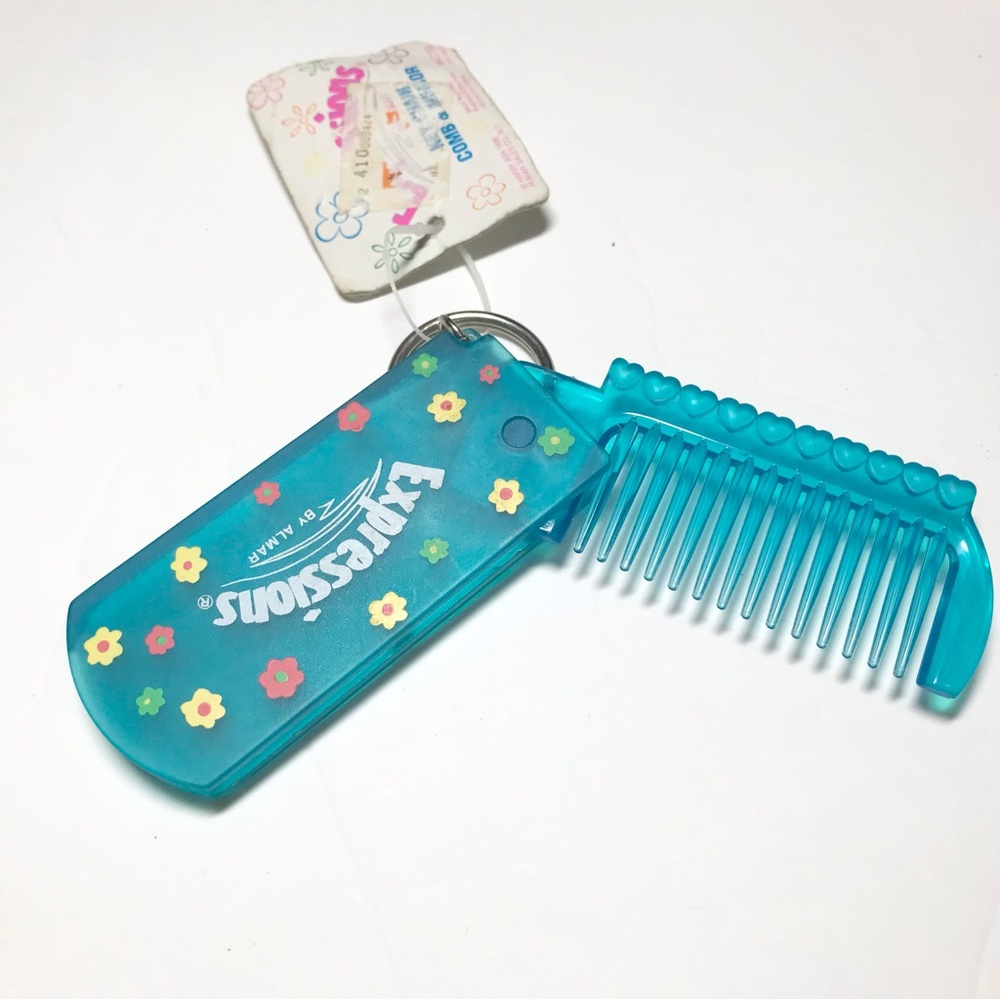 Y2K 1998 Expressions Hair Comb Keychain Floral Accents 90s nostalgia bag charm